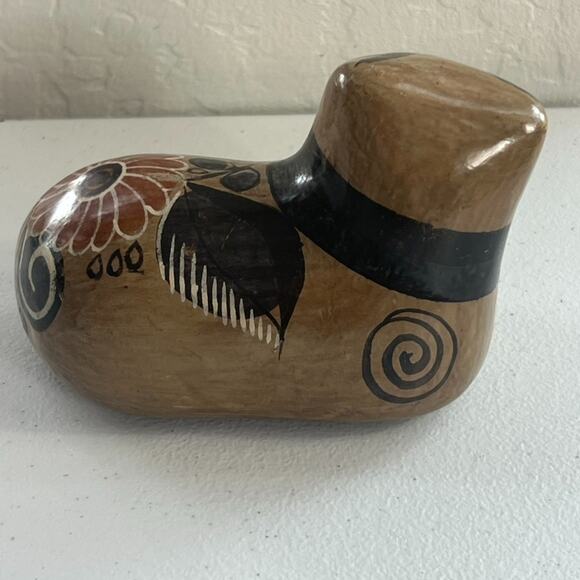 Cat Mexican Tonala Pottery Hand Painted 4" Tall Brown - Picture 5 of 14